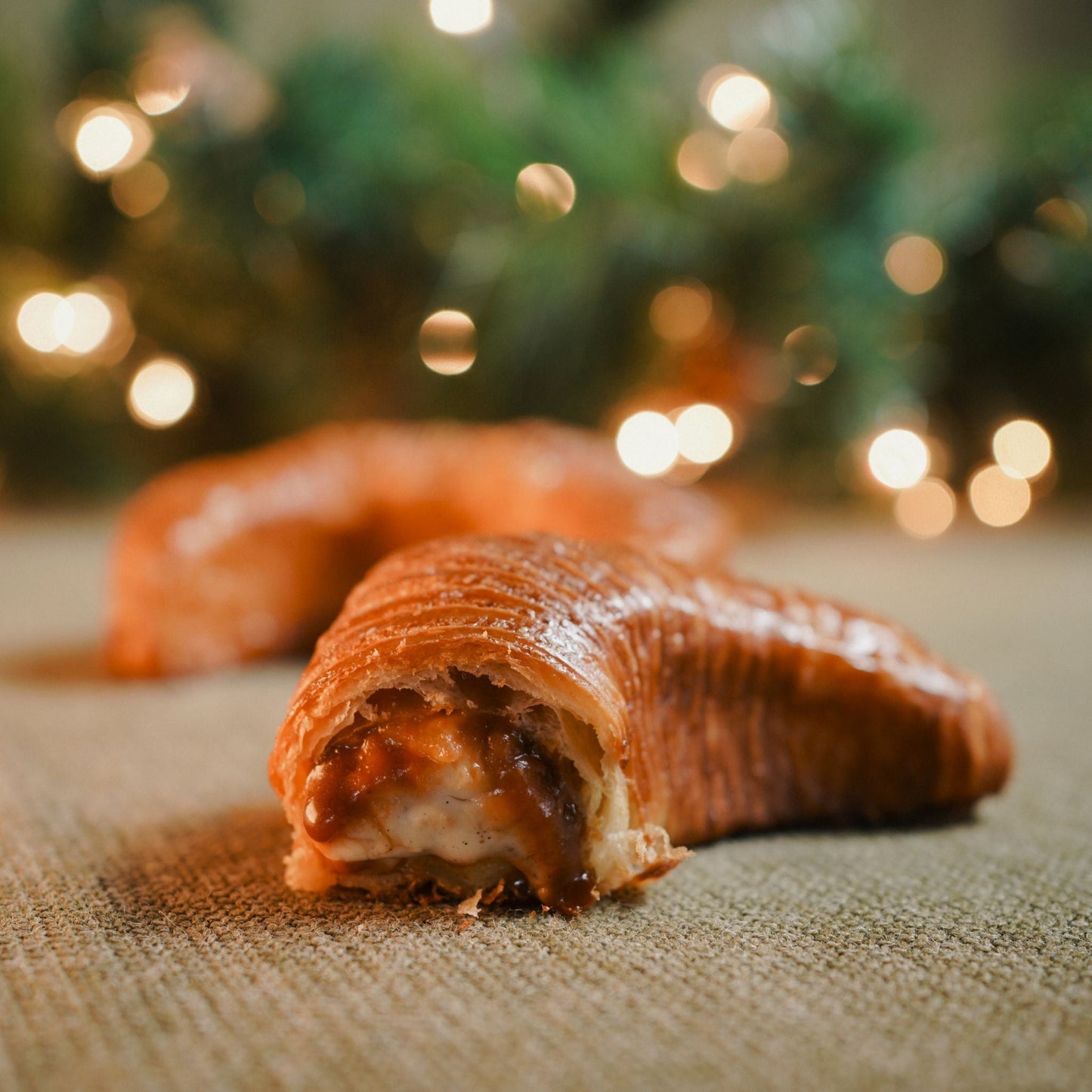 Nostalgic caramel rice pudding stuffed croissant, handmade in Calgary
