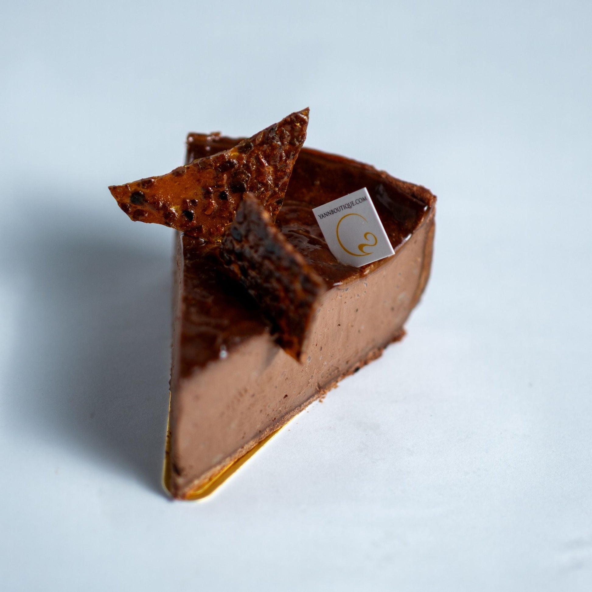 gourmet chocolate tart with cocoa nibs